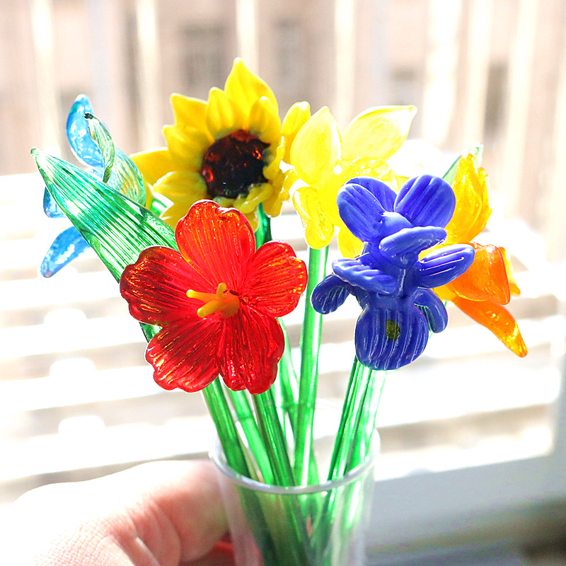 Florist Supply Vases - Beautiful Simulation Craft Murano Glass Flower