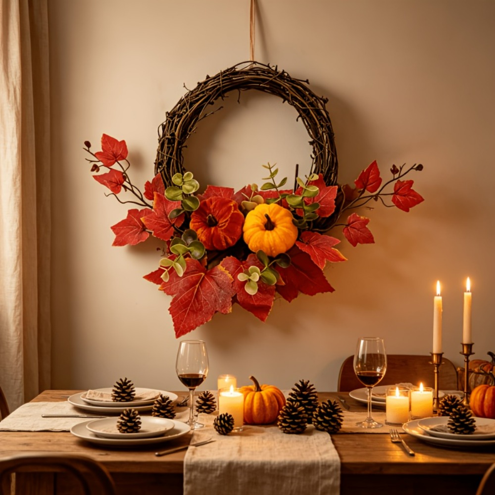 1pc Autumn Faux Red Maple Leaf - Eucalyptus Preserved recension och pris